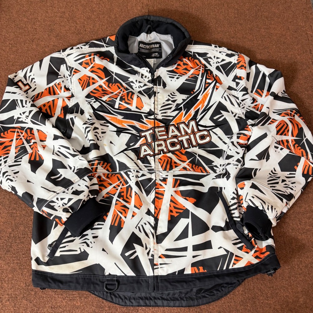 Arcticwear Team Arctic Snowmobile Jacket XL Orange Black White 3M Scotchlite 524